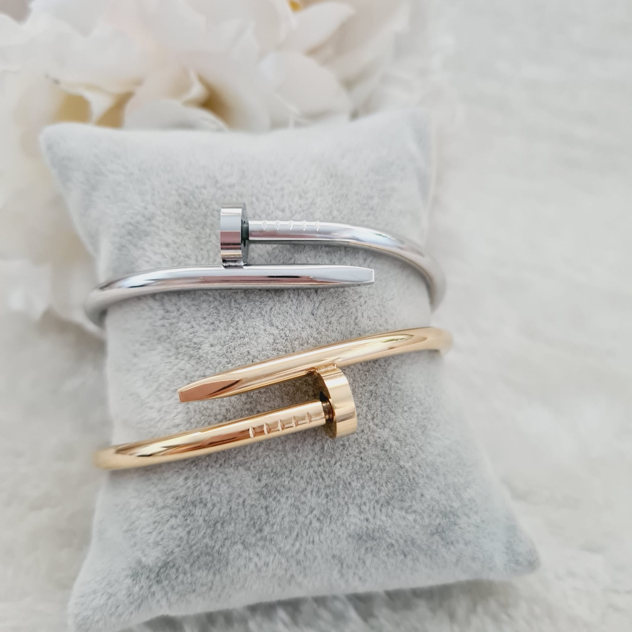 Gold and sliver nail bangles