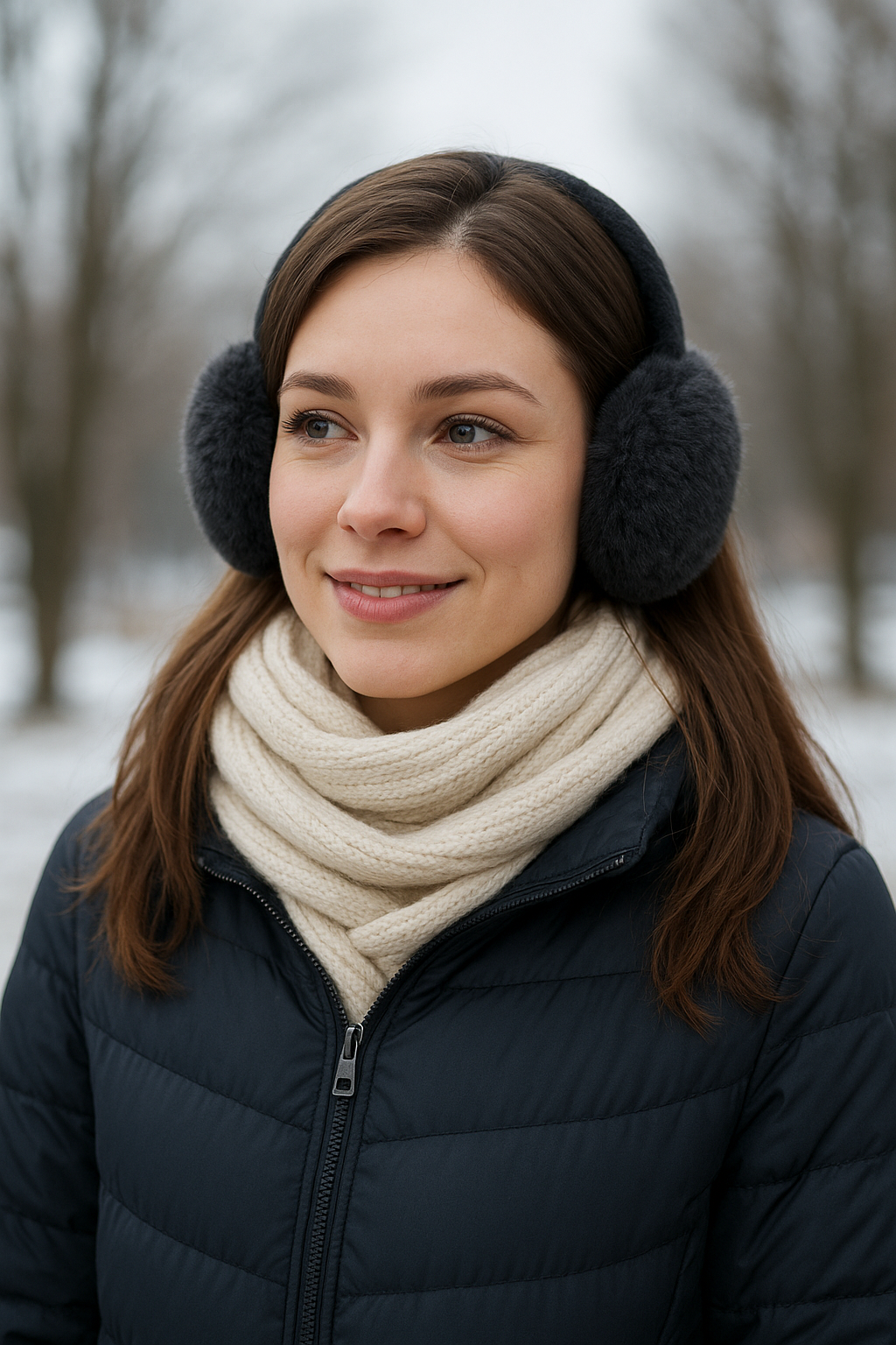 Black Faux Fur Adjustable Headband Earmuffs