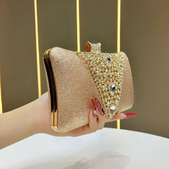 Crystals Details Evening Bag with Chain Handle