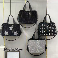 Diamond Shimmer Tote Bag black