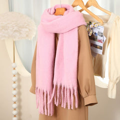 Soft Tassels Winter Blanket Scarf in Black WS044