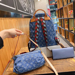 Denim clover set bag backpack