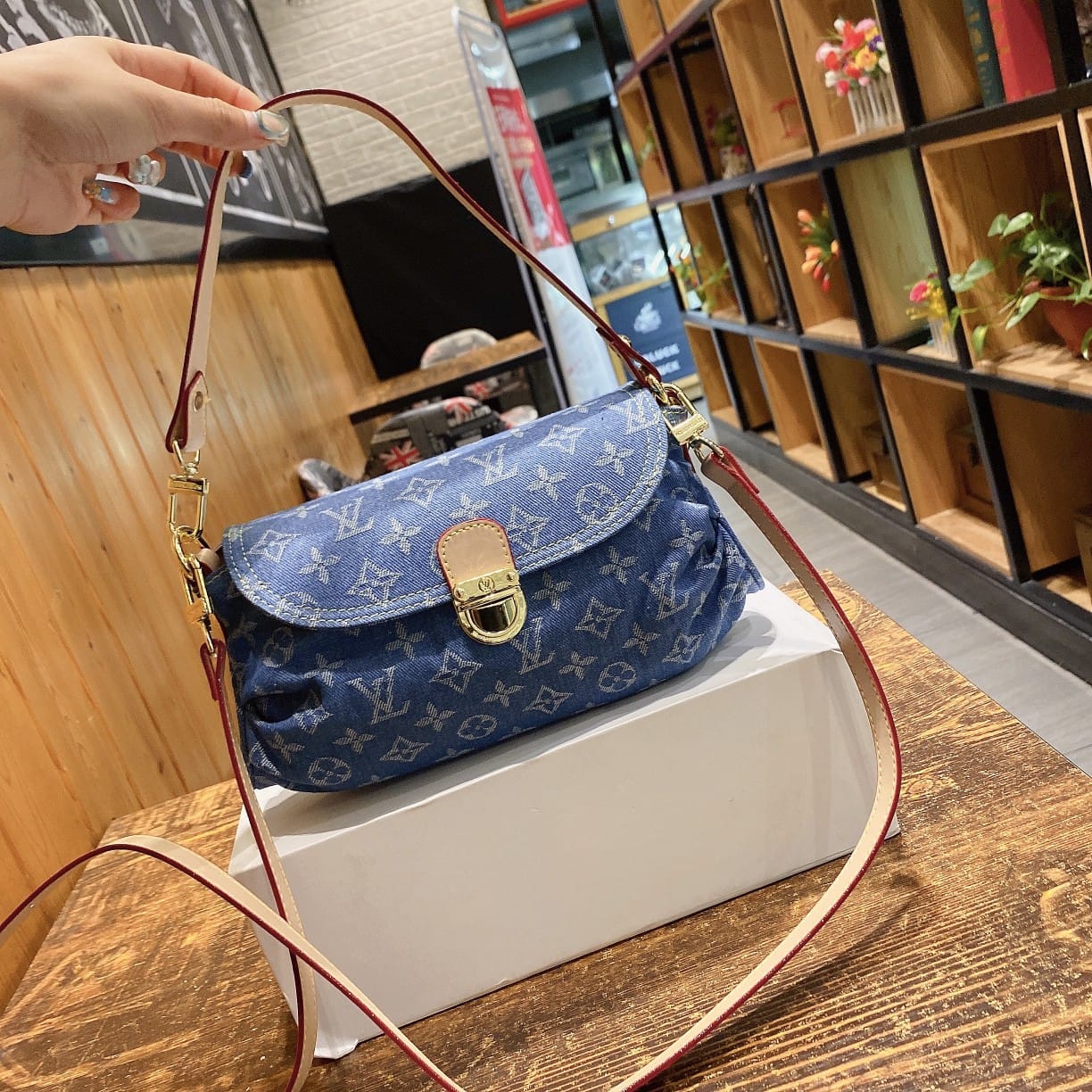 Denim clover set bag backpack