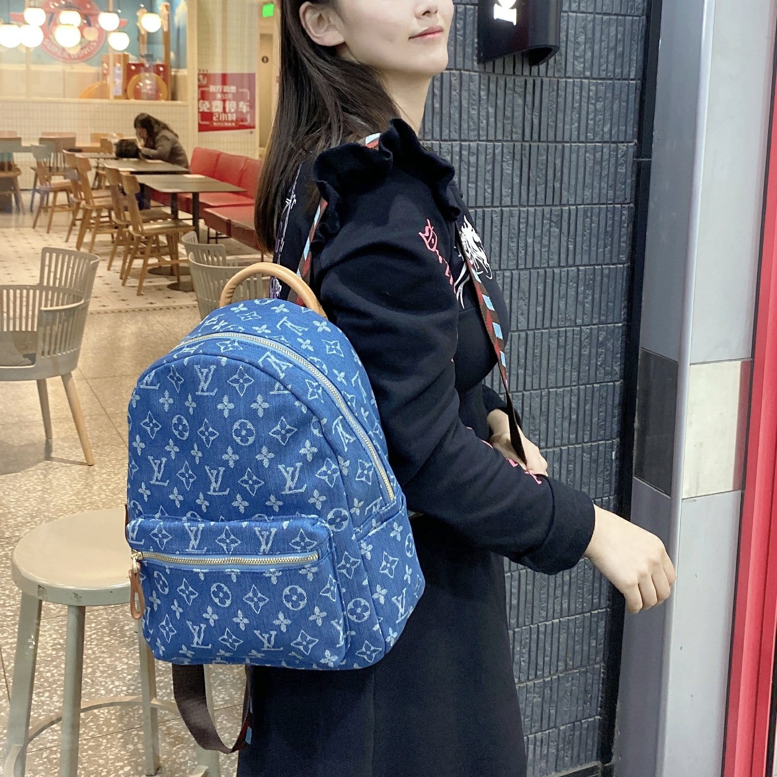 Denim clover set bag backpack