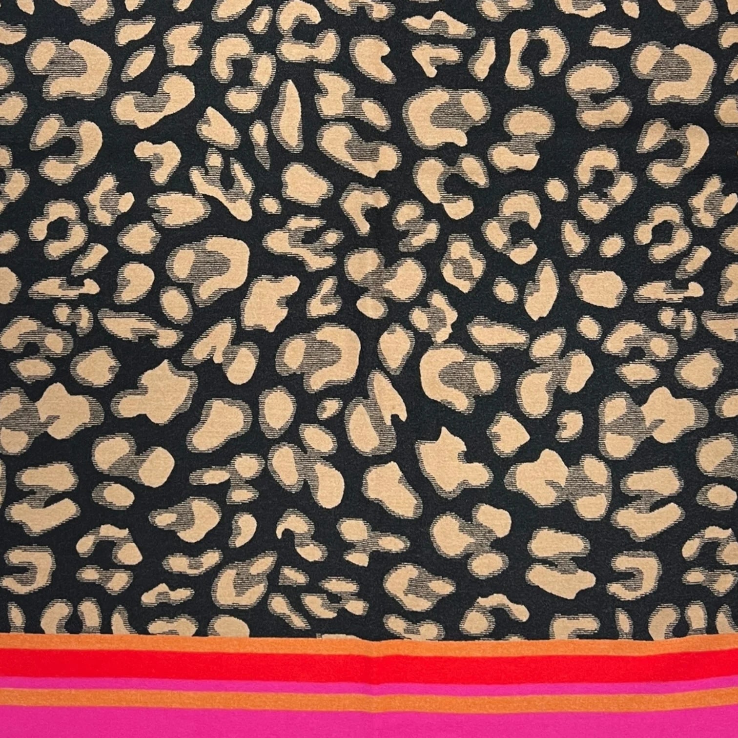 Leopard print with colouful border cashmere blend