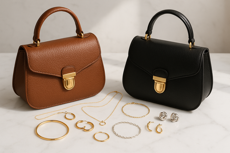 accessories of handbag and jewellery