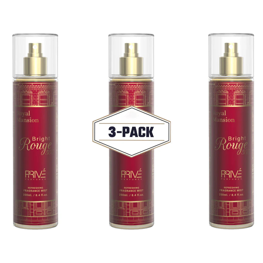 PRIVE Bright Rouge 555 - Body Mist - 250ml 3-Pack