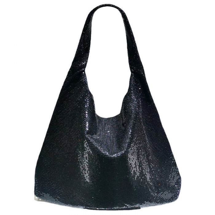60228 metal mash soft dressy bag in Black