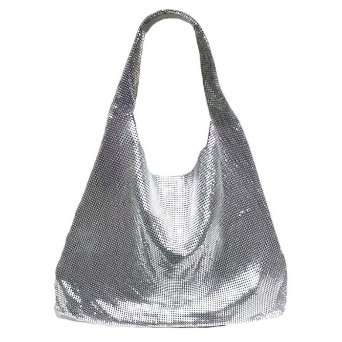 60228 metal mash soft dressy bag in Silver