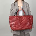 Luxury Woven Tote Bag with Purse Bag in Dark Red 60263