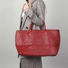 Luxury Woven Tote Bag with Purse Bag in Dark Red 60263