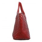 Luxury Woven Tote Bag with Purse Bag in Dark Red 60263