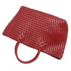 Luxury Woven Tote Bag with Purse Bag in Dark Red 60263