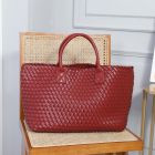 Luxury Woven Tote Bag with Purse Bag in Dark Red 60263