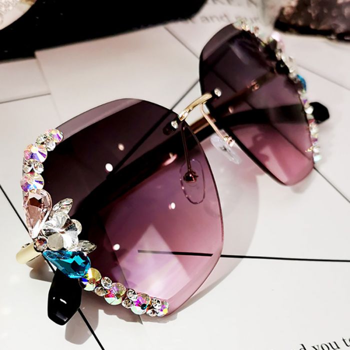 8817 crystal jewelled sunglasses in Graduated Brown