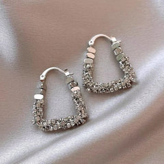 Elegant Sparkle Silver Rhinestone Hoop Earrings EUR422
