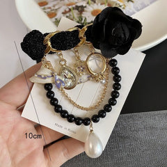 Delicate Flower and Charms Brooch in Cream 1573
