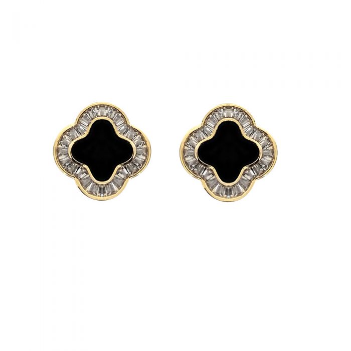 Four petals earrings with crystal detail