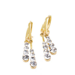 EUR407 Elegant Crystal Waterfall Earrings in Gold
