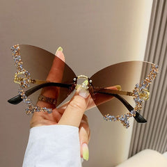 9933 Crystals butterfly sunglasses in Blue