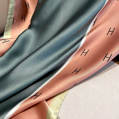 TT233 Letter H print satin scarf in Blush Pink