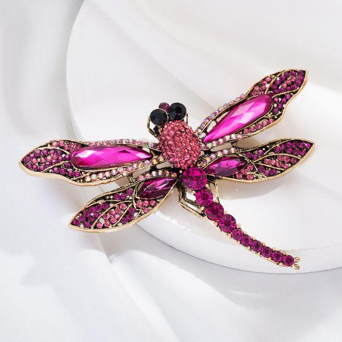 Crystals Dragonfly Brooch in Green 1540