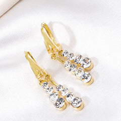 EUR407 Elegant Crystal Waterfall Earrings in Gold