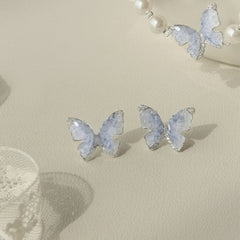 EUR453 Vivid Butterfly and Pearl Mix Bracelet in Pale Blue