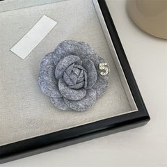 Camellia Flower Brooch in Black/White 1566