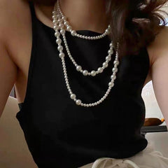 Classic Long Pearly Necklace in Ivory EUR460