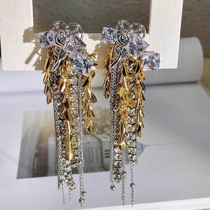 Rose and Tassel Dangle Earrings EUR430