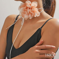 EUR333 Flower corsage choker necklace in White