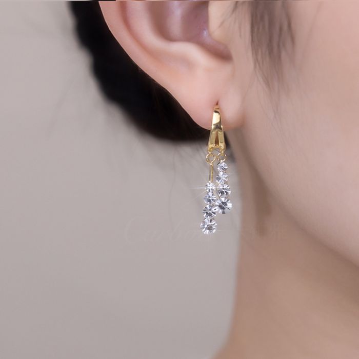 EUR407 Elegant Crystal Waterfall Earrings in Gold
