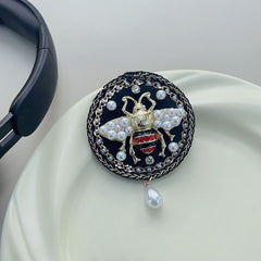 Vintage Pearly Bee Brooch 1584