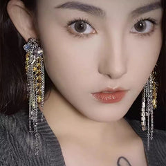 Rose and Tassel Dangle Earrings EUR430