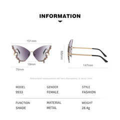 9933 Crystals butterfly sunglasses in Black